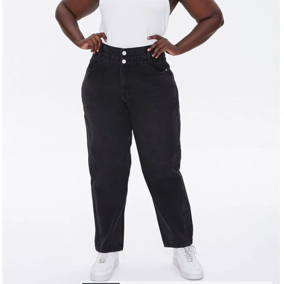 Forever 21+ Straight Leg High RiseJeans Black NWT​​​ - Picture 1 of 9